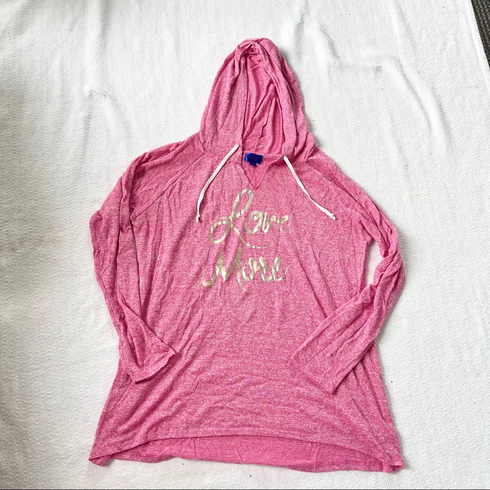 🥳3/$30🌸 Pink knit hoodie “Love More” XXL